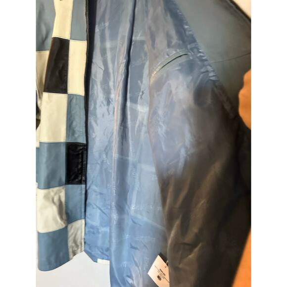 RODELLI UOMO Vinatge Blue White Leather Patchwork Unisex Jacket size XL - Picture 10 of 14